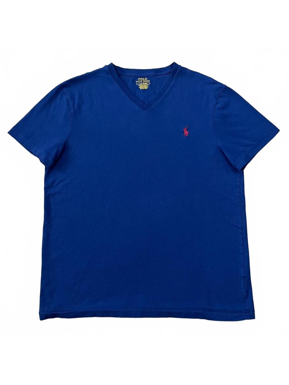 Polo Ralph Lauren Mens V Neck T Shirt Blue Custom Slim Fit Size Large